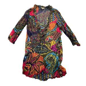 Lucy & Co.  Small‎ Sheer Ladies Top Tropical Sheer Eclectic Tunic